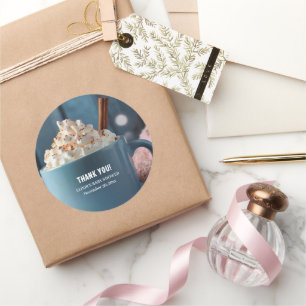 Sticker Rond Chocolat chaud avec crème humide Baby shower confo