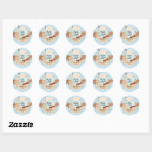 Sticker Rond Chocolat chaud Baby shower d'hiver garçon (Feuille)