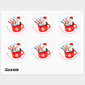 Sticker Rond Chocolat chaud Cute pain d'épices Noël (Feuille)