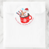 Sticker Rond Chocolat chaud Cute pain d'épices Noël (Sac)