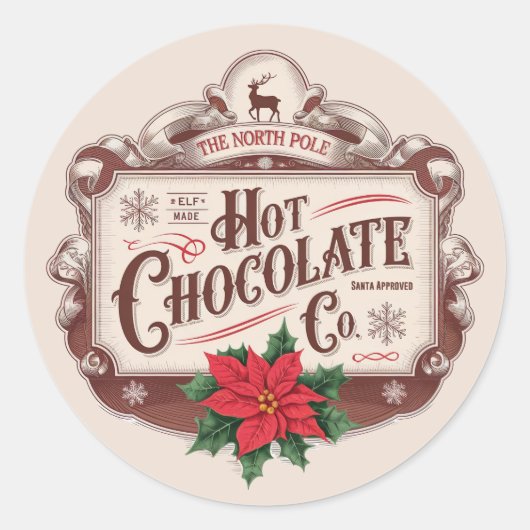 Sticker Rond Chocolat chaud de Noël festif (Devant)