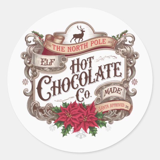 Sticker Rond Chocolat chaud de Noël festif (Devant)