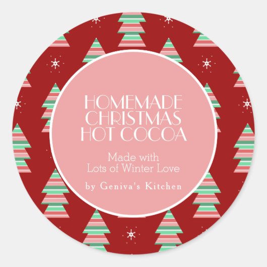 Sticker Rond Chocolat chaud sapin de Noël fait maison (Devant)