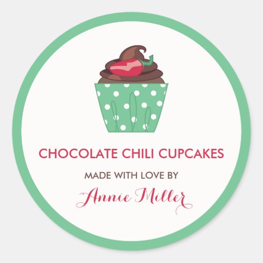 Sticker Rond Chocolat Chili Cupcakes Cuisine maison (Devant)