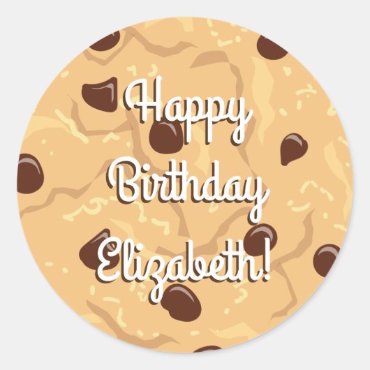 Sticker Rond Chocolat Chip Cookie Enfants 1er Anniversaire Fête (Devant)