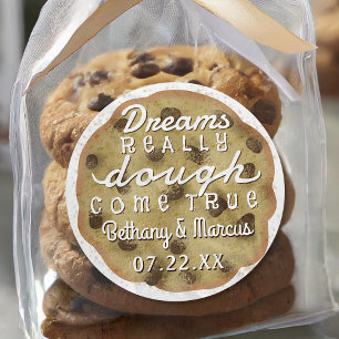 Sticker Rond Chocolat Chip Cookie Mariage Faveurs Dreams Dough