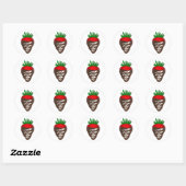Sticker Rond Chocolat Couvert fraise Saint-Valentin Berry (Feuille)