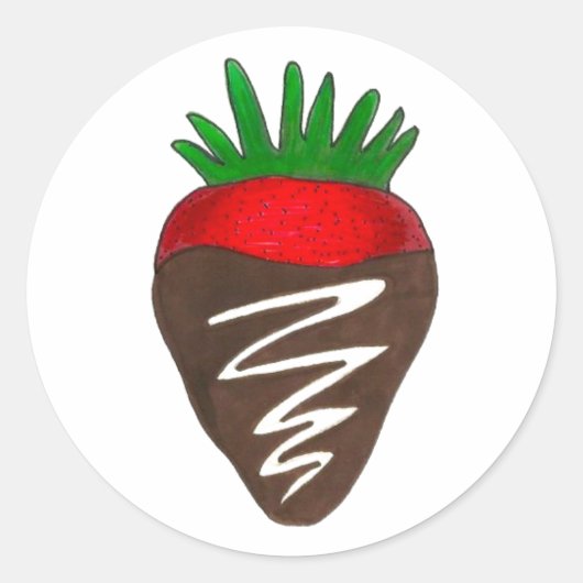 Sticker Rond Chocolat Couvert fraise Saint-Valentin Berry (Devant)