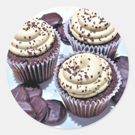 Sticker Rond Chocolat Cupcakes White Icing (Devant)