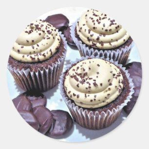 Sticker Rond Chocolat Cupcakes White Icing