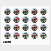 Sticker Rond Chocolat Dachshund Père Noël Cute Wiener Chien per (Feuille)