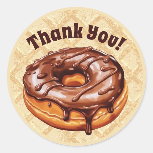 Sticker Rond Chocolat Donut Merci autocollant, chocolat (Devant)