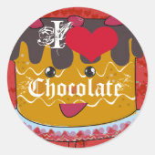 Sticker Rond Chocolat du coeur - J'aime le chocolat (Devant)