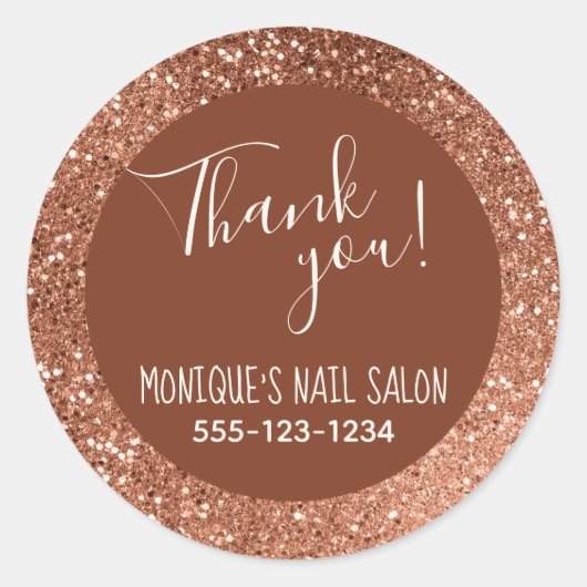 Sticker Rond Chocolat et Parties scintillant beige Custom nommé (Devant)