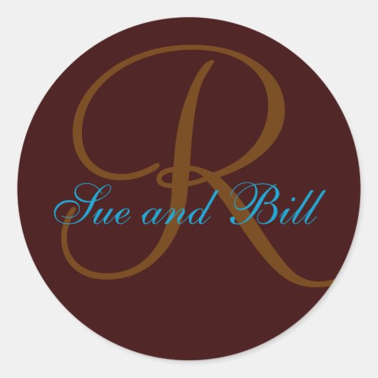 Sticker Rond Chocolat et prénoms Turquoises Phoque monographiqu (Devant)