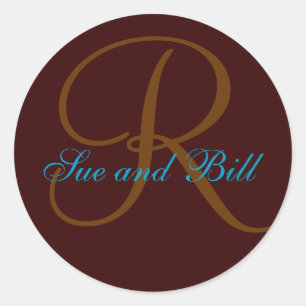 Sticker Rond Chocolat et prénoms Turquoises Phoque monographiqu