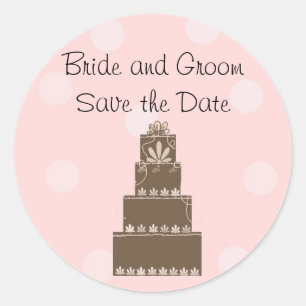 Sticker Rond Chocolat et rose Enregistrer la date