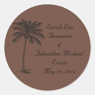Sticker Rond Chocolat Java Beach Getaway Mariage Seals/Stckers