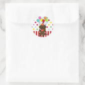 Sticker Rond Chocolat Lab Chiot Ballons d'anniversaire (Sac)