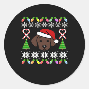 Sticker Rond Chocolat Labrador Chiot Noël Père Noël surdimensio