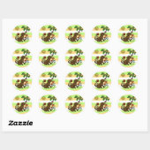 Sticker Rond Chocolat Labrador et vert (Feuille)
