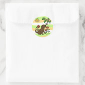 Sticker Rond Chocolat Labrador et vert (Sac)