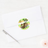 Sticker Rond Chocolat Labrador et vert (Enveloppe)