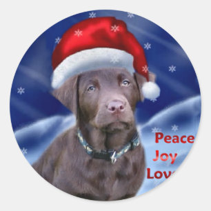 Sticker Rond Chocolat Labrador Retriever Cadeaux de Noël