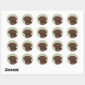 Sticker Rond Chocolat Labrador Retriever Cute Lab Chien Portrai (Feuille)