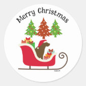 Sticker Rond Chocolat Labrador Silhouette de Noël (Devant)