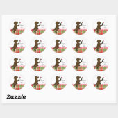 Sticker Rond Chocolat Labrador Tiny Heart Flower Valentine (Feuille)