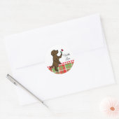 Sticker Rond Chocolat Labrador Tiny Heart Flower Valentine (Enveloppe)