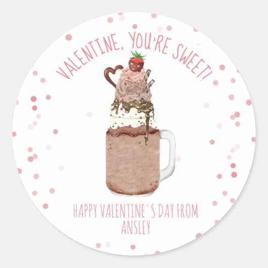 Sticker Rond Chocolat Milkshake Classroom Valentine Photo (Devant)