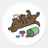 Sticker Rond Chocolat Mischievous Labrador Oeil latéral (Devant)