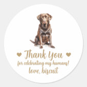 Sticker Rond Chocolat personnalisé Lab Chien Mariage Favoriser  (Devant)