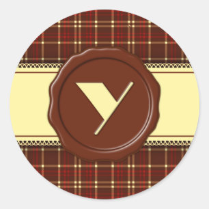 Sticker Rond Chocolat Shop Monogramme - Rouge Brown - Y