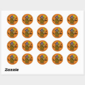 Sticker Rond Chocolat sorcière d'Halloween (Feuille)