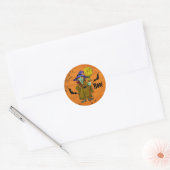 Sticker Rond Chocolat sorcière d'Halloween (Enveloppe)