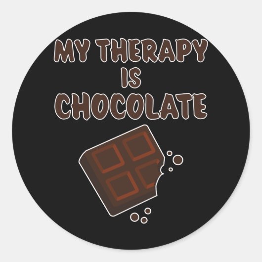 Sticker Rond Chocolat Thérapie drôle dire cadeau chocolat (Devant)