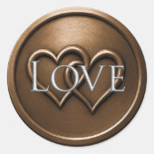 Sticker Rond Chocolate Brown Two Hearts Intertwined Wedding (Devant)