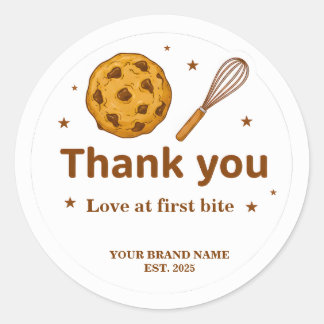 Sticker Rond Chocolate Chip Cookie and Whisk Bakery Thank You