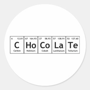 Sticker Rond ChoCoLaTe Science Éléments de mot de table périodi