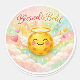 Sticker Rond « Choisie & Courageuse – Foi pastel de pickleball