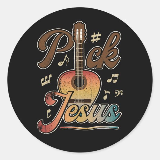 Sticker Rond Choisir Jésus Musique Pasteur Pâques Classique Gui (Devant)