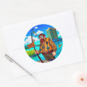 Sticker Rond Choisir la pêche par rapport au travail (Enveloppe)