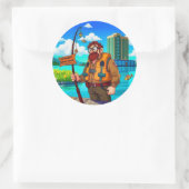 Sticker Rond Choisir la pêche par rapport au travail (Sac)