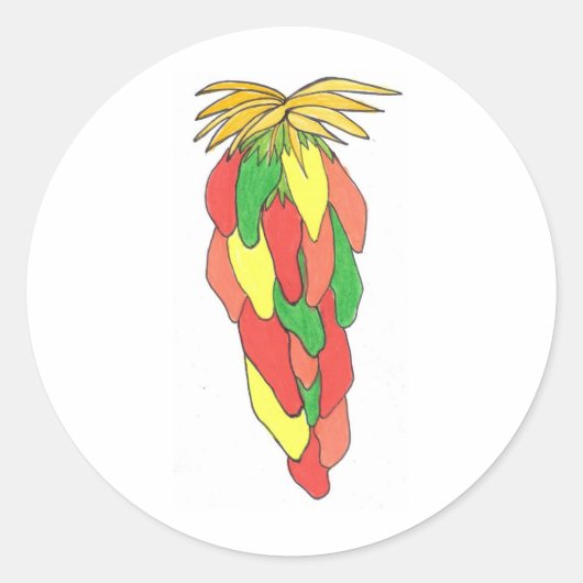 Sticker Rond Choisir les poivrons (Devant)