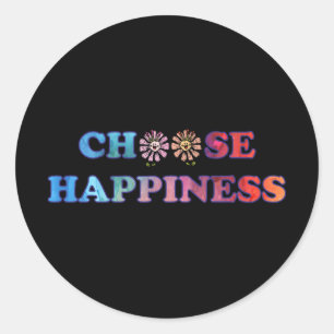 Sticker Rond Choisissez le bonheur Rainbow