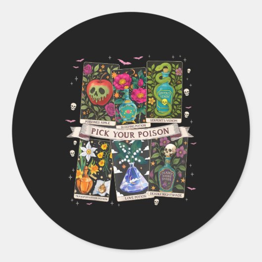 Sticker Rond Choisissez le poison's funny boisson potion's joye (Devant)