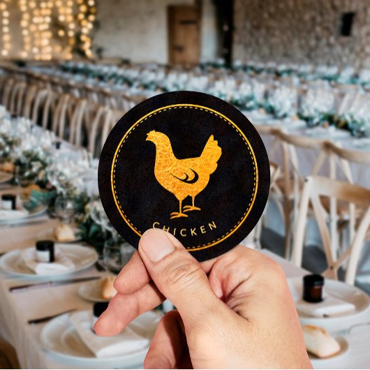Sticker Rond Choix alimentaire Mariage de poulet à l'or et au n